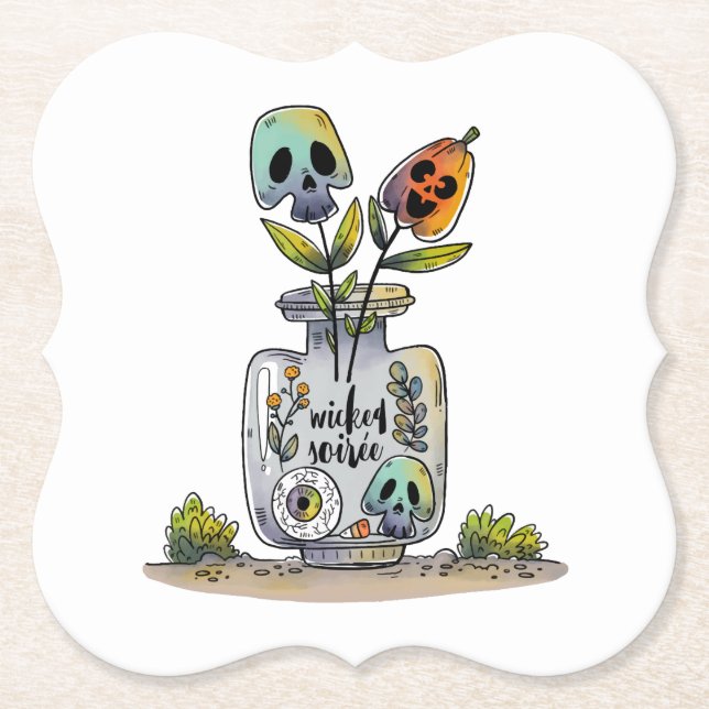 Något Wicked Halloween fest Papper Underlägg (Framsida)