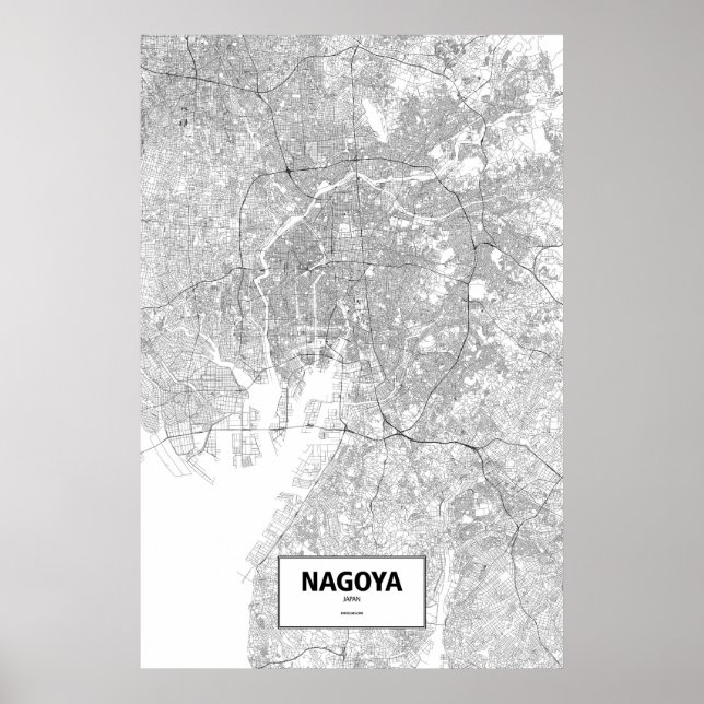 Nagoya, Japan (svart på vitt) Poster (Framsidan)