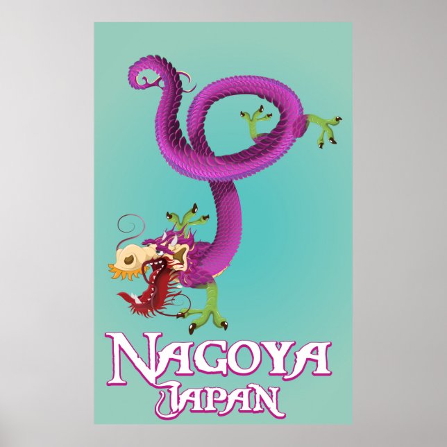 Nagoya Japan vintage reseaffisch. Poster (Framsidan)