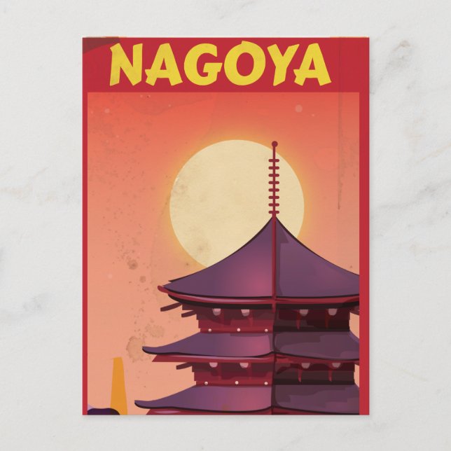 Nagoya, Japan Vintage Resoreraftaffisch Vykort (Framsida)
