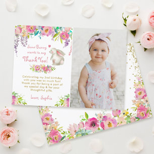 Några Bunny Flowers Birthday Photo - tackkort Tack Kort