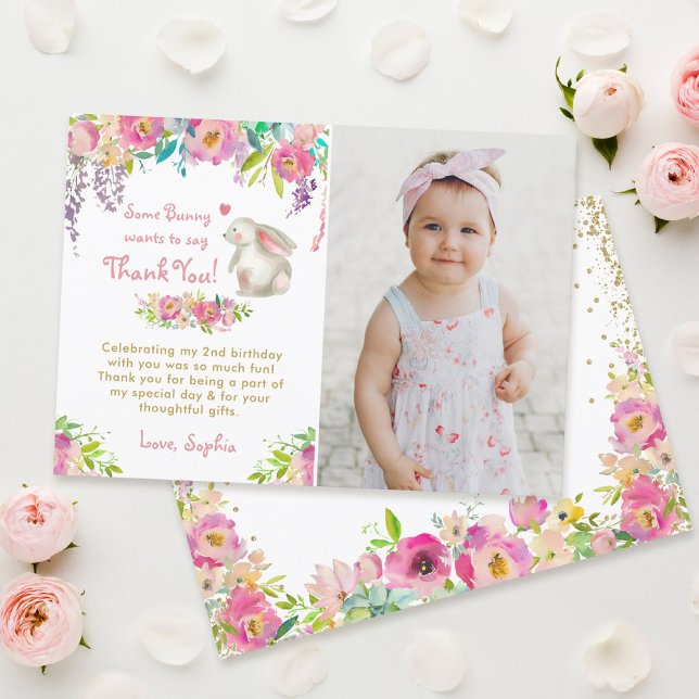 Några Bunny Flowers Birthday Photo - tackkort Tack Kort (Skapare uppladdad)