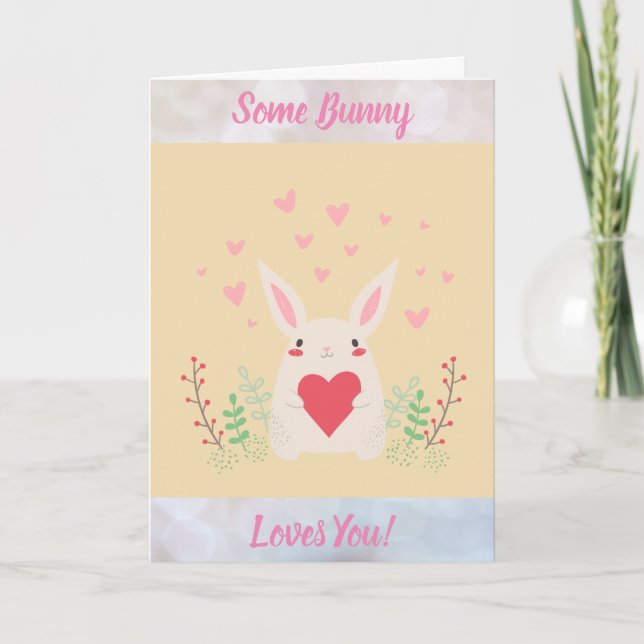 Några Bunny Kärlek du Cute Valentines day Hearts Kort (Framsida)