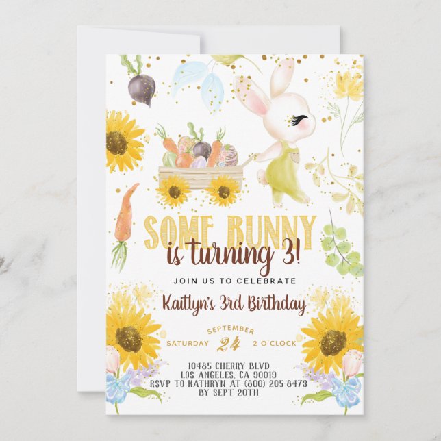 Några Bunny Påsk födelsedagsinbjudningar Inbjudningar (Framsida)