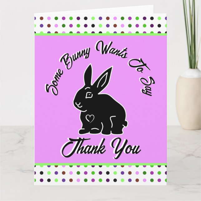 Några Bunny vill säga Tack Lilac Polka dots (Framsida)
