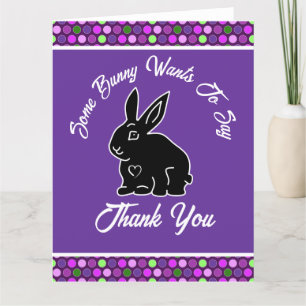 Några Bunny vill säga Tack Lilac Polka dots Kort