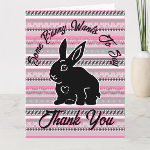 Några Bunny vill säga Tack, Rosa och Grått Tack Kort
