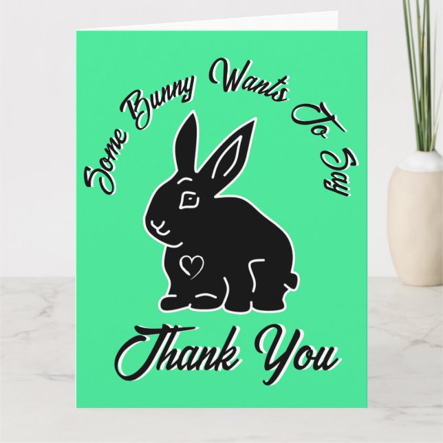 Några Bunny vill säga Tack Seafoam Grönt Kort (Framsida)