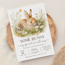 Några Bunny Wildblommor Cute Rabbit Baby Shower