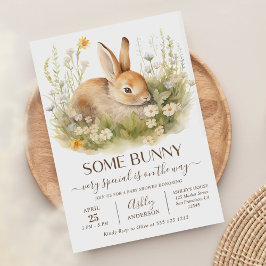 Några Bunny Wildblommor Cute Rabbit Baby Shower Inbjudningar