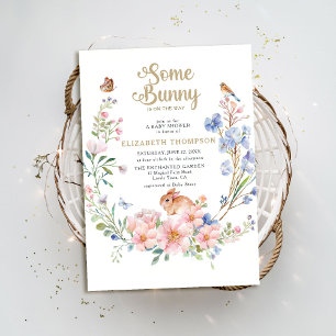 Några Bunny Wildblommor Garden Cute Baby Shower Inbjudningar