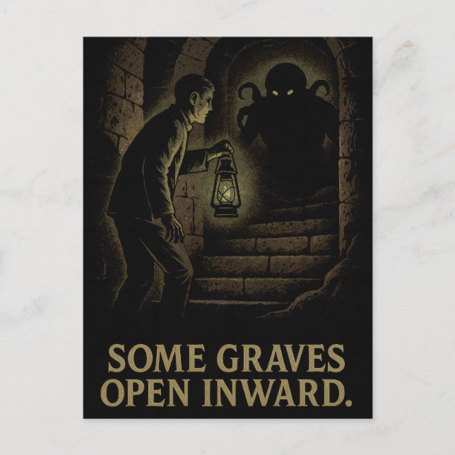 Några Graves öppna inåt - en nedgång in i Eldritch Helg Vykort (Framsida)