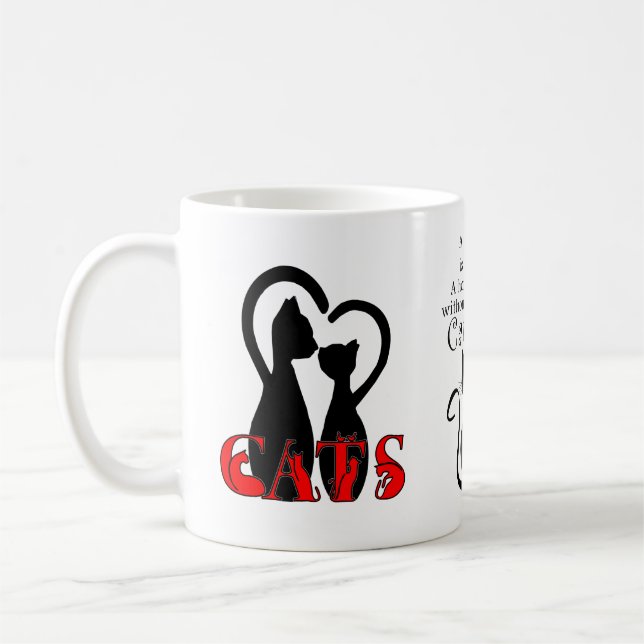 Några katter i hemmet kaffemugg (Vänster)