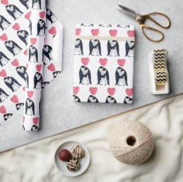 Några kejsar Penguin Heart Valentindagen Presentpapper