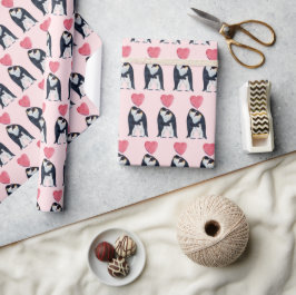Några kejsar Penguin Heart Valentindagen Presentpapper