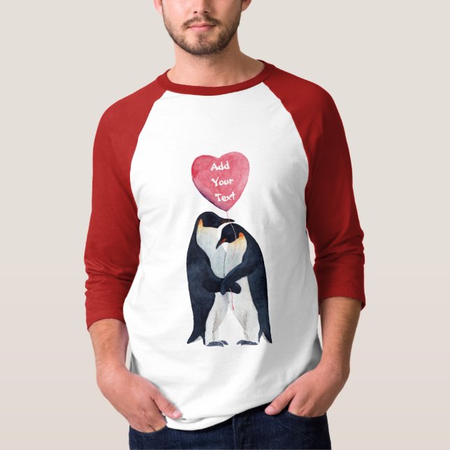 Några kejsar Penguins Heart-Personlig  T Shirt (Framsida)