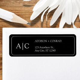 Några minimalistiska svarta Returadresser i Monogr Returadress Etikett