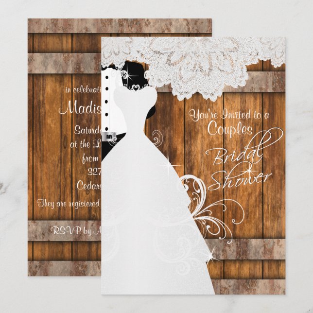 Några Möhippor i Rustic Wood och Snöre Inbjudningar (Fram/baksida)