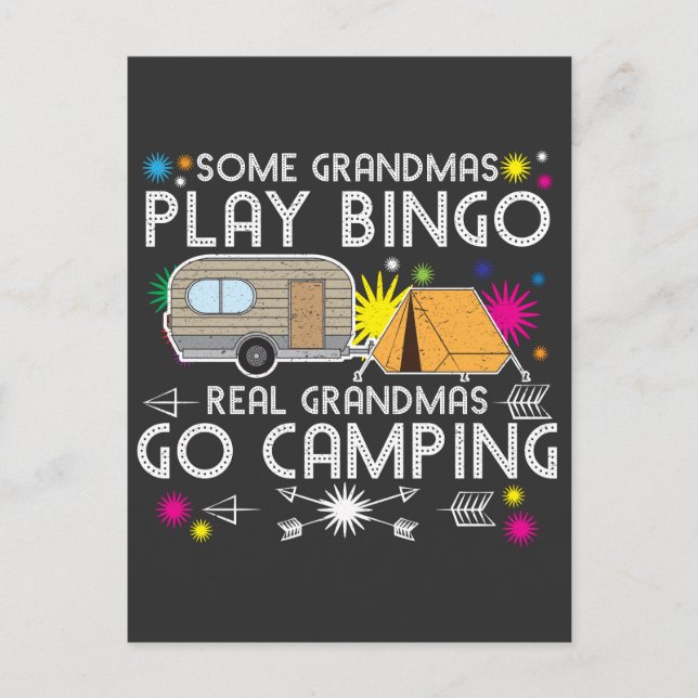 Några mormas Play Bingo Real Grandmas Go Camping Vykort (Framsida)