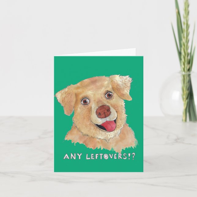 Några rester?! Golden Retriever  Helgkort (Framsida)