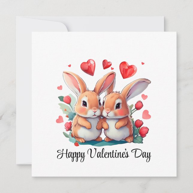 Några roliga vattenfärgskaniner spara datumet (Framsida)