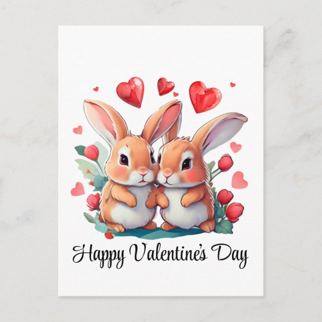 Några roliga vattenfärgskaniner vykort (Framsida)