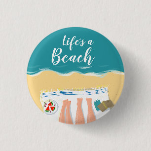 Några solbadare på Beach Slogan Knapp