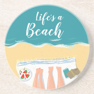 Några solbadare på Beach Slogan Underlägg