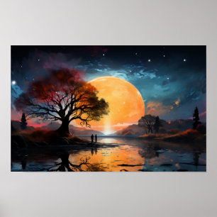 Några som tittar på Sol vid sjö Poster
