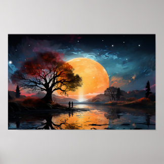 Några som tittar på Sol vid sjö Poster