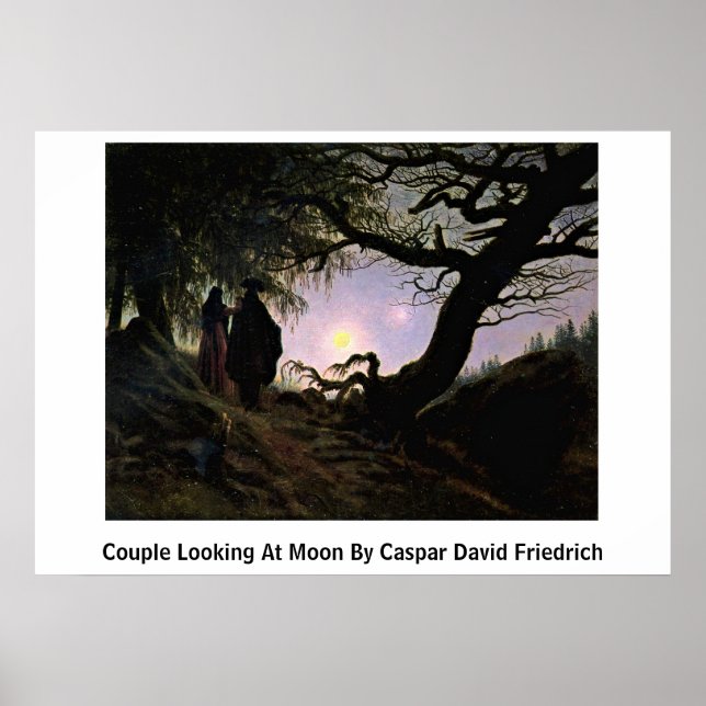 Några Tittar i Måne av Caspar David Friedrich Poster (Framsidan)
