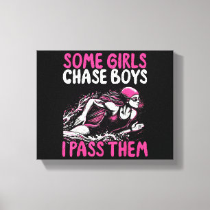 Några tjejer Chase Boys jag Pass dem - Lustigt sim Canvastryck