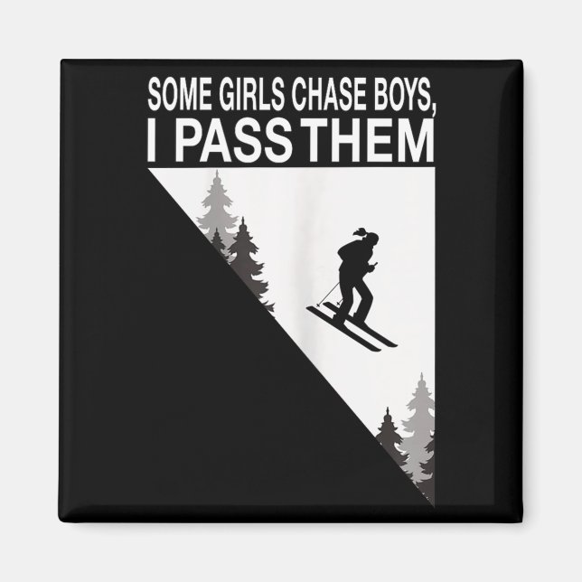 Några tjejer jagar killar jag passerar dem skidåka magnet (Framsidan)