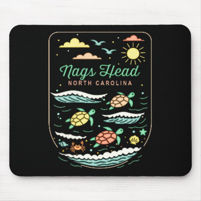 Nags Head Nc Söt Strand Semester Havssköldpadda Äl Musmatta (Framsidan)