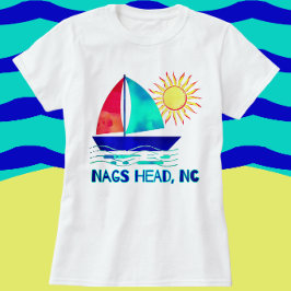 Nags Head NC Söt Watercolor Sailboat T Shirt