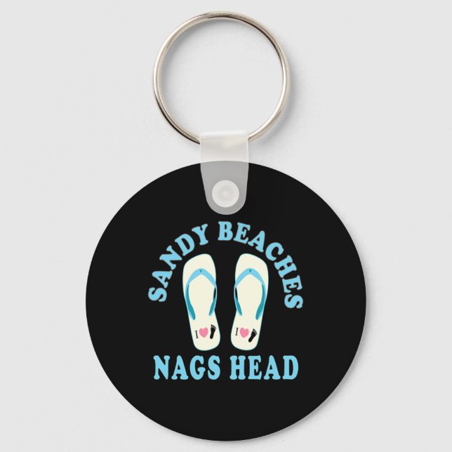 Nags Head Vacation Sandy Beacher I Heart Flip Flop Nyckelring (Framsida)