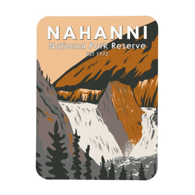 Nahanni National Park Reserve Travel Art Vintage Magnet (Vertikal)