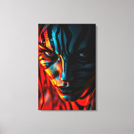 Nahaufnahme: Frau mit Zebramuster im Gesicht Canvastryck