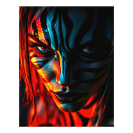 Nahaufnahme: Frau mit Zebramuster im Gesicht Fototryck