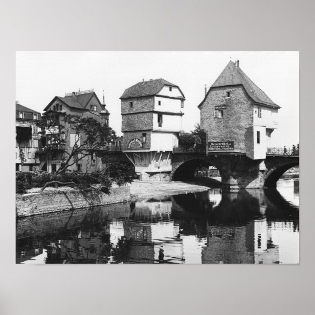 Nahe Bridge, Bad Kreuznach, 1910 Poster (Framsidan)