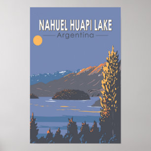 Nahuel Huapi sjö Argentina Resa Konst Vintage Poster