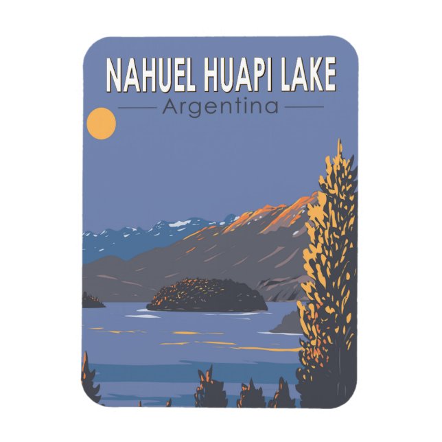 Nahuel Huapi Sjö Argentina Travel Art Vintage Magnet (Vertikal)