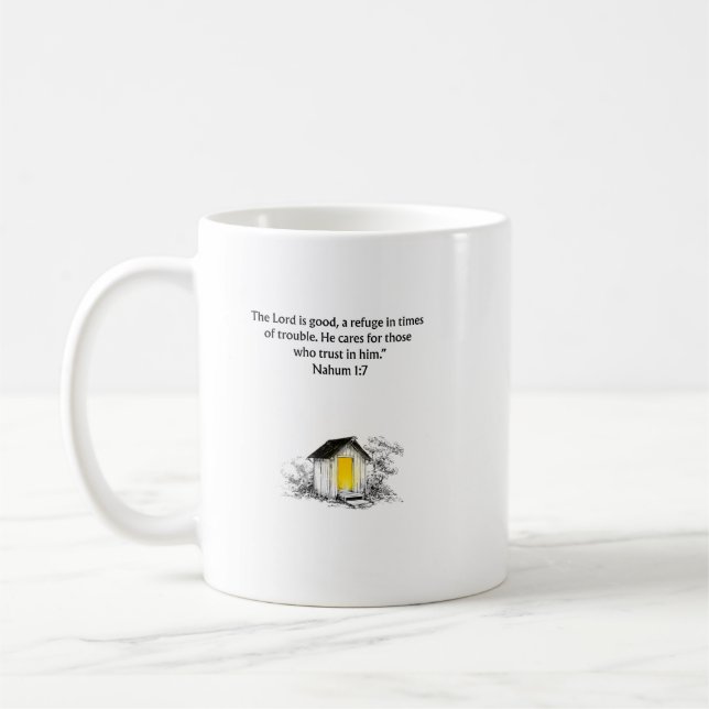 Nahum 1:7 Bible Verse Christian Mug Kaffemugg (Vänster)