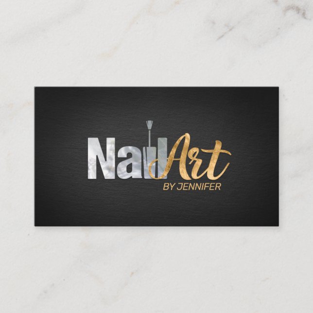 Nail Art-Logotyp med Möte  Visitkort (Framsida)