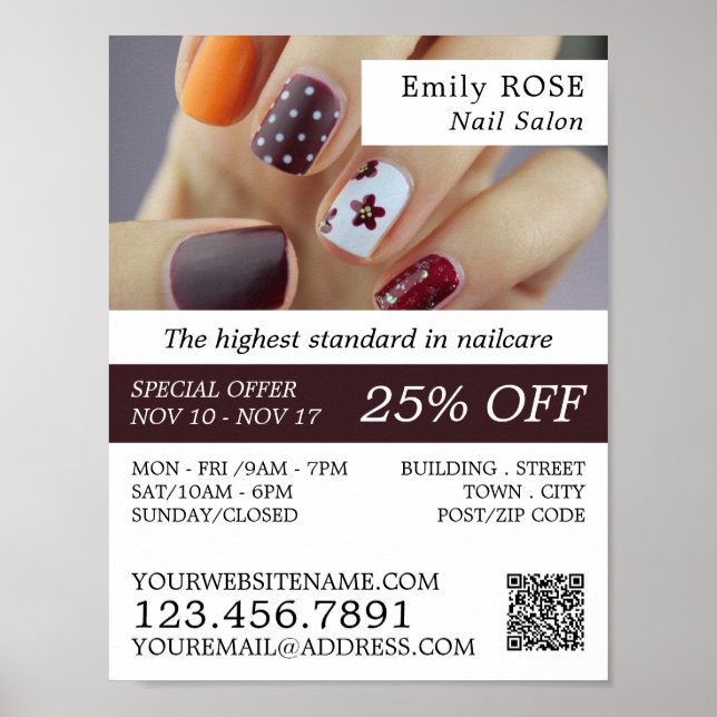 Nail Art, Nail Technician, Nail Salon Advertising Poster (Framsidan)