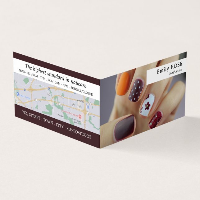 Nail Art, Nail Technician, Nail Salon Loyalty Visitkort (Utsida)