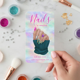 Nail Art Studio Stylish Opal Manicurist Artist Visitkort