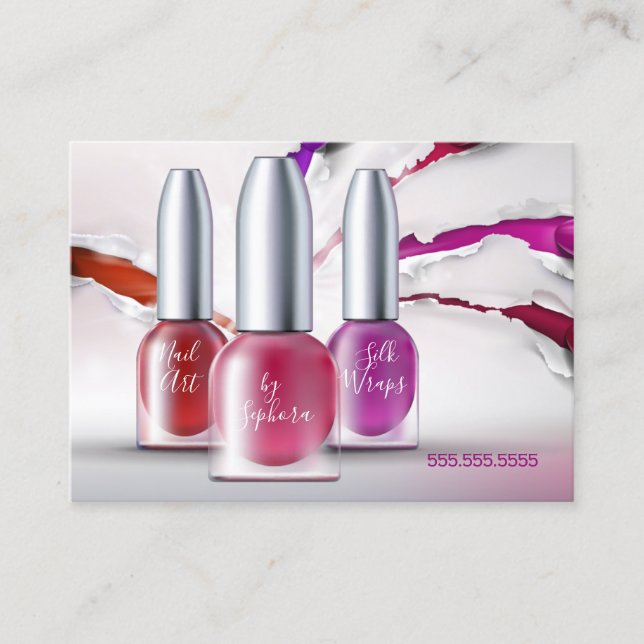 Nail Art Technician - Trendiget polska Flaskor Visitkort (Framsida)