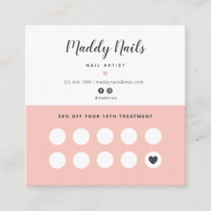 Nail Artist Affärskorts, Nagel Loyalty Cards Fyrkantigt Visitkort