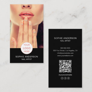 Nail Artist Anpassningsbar Logotyp Photo Black Visitkort